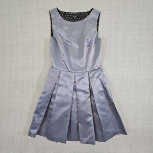 Blu Sage Women's Size 12 Gray Pleated A-Line Sleeveless Formal Midi Dress Y2K
